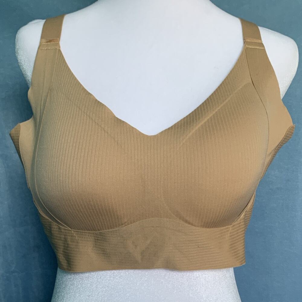 Beige Seamless Wireless Plus Size Bra 7XL Polyamide Elastane Adjustable Strap